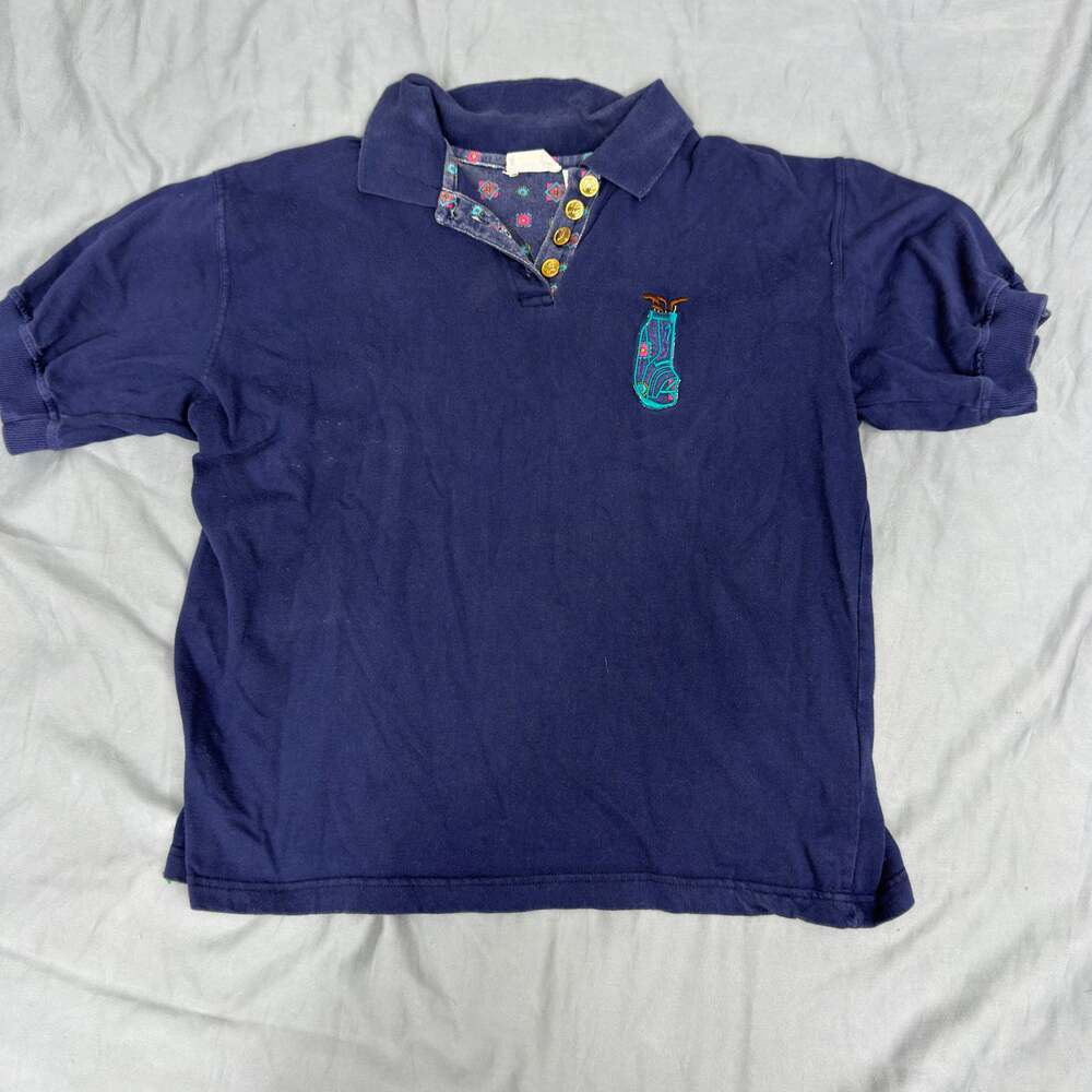 Vintage Line-Up Polo Shirt Adults‎ M Golf Themed Embroidered Pocket